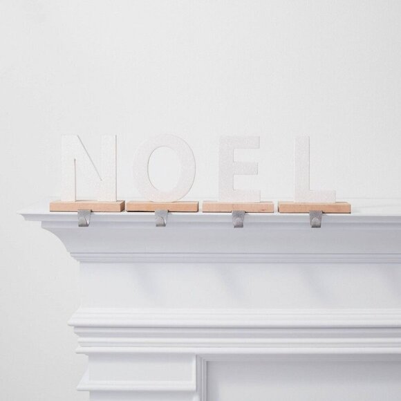 Target Wondershop 4pc Wood Noel Christmas Stocking Holder Set - New in Box - Picture 2 of 7